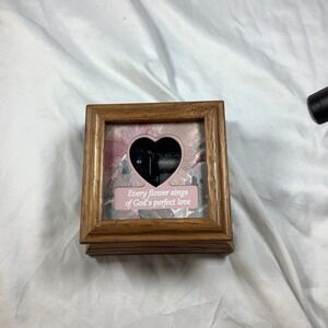 Wooden Music Box Heart Window Love Song Trinket
